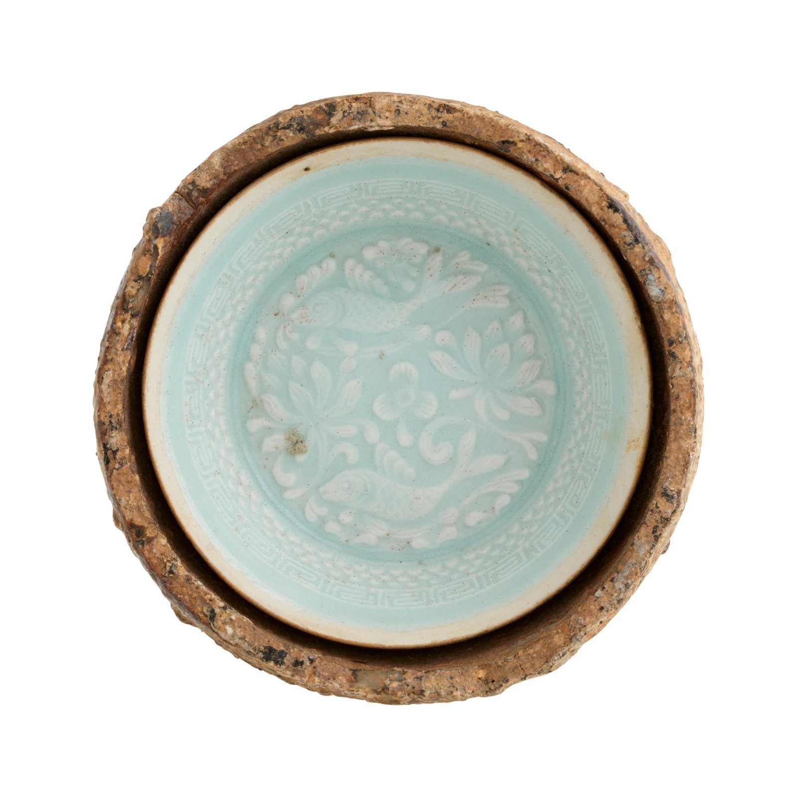11th Century Antique Chinese Porcelain Song Dynasty Qingbai Double Fish Plate