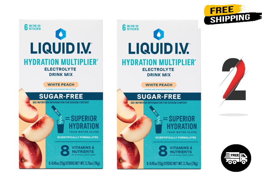 Liquid I.V. Hydration Multiplier Electrolyte Drink Mix White Peach 12 packets