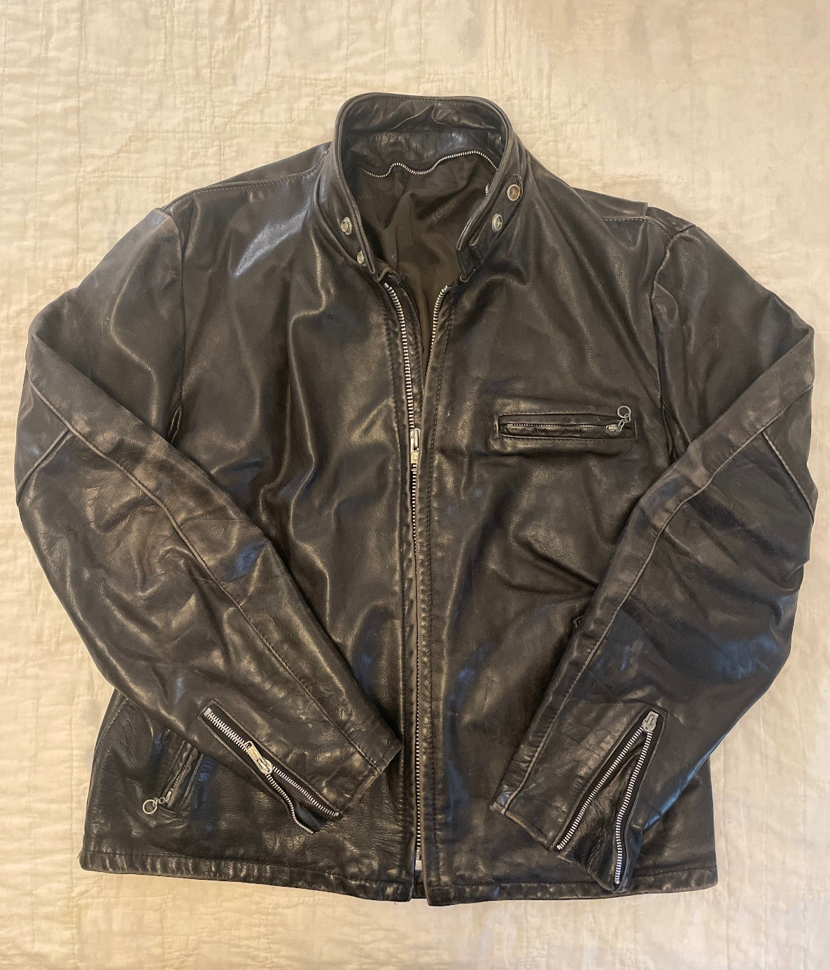 Schott classic vintage leather motorcycle jacket 141L 141 sz 46 Perfecto