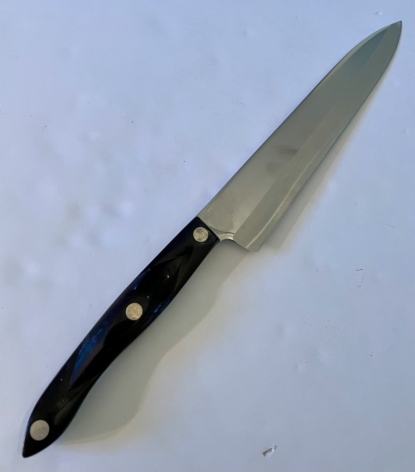 CUTCO 1725 JI Chef Knife 9” Blade Made in USA Dark Brown Handle Full Tang