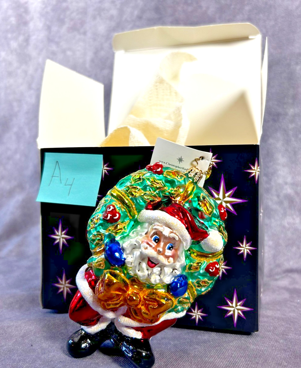NIB Pristine Vintage Christopher Radko I\'ve Been Framed Santa Glass Ornament NWT NIB Pristine Vintage Christopher Radko I\'ve Been Framed Santa Glass Ornament NWT