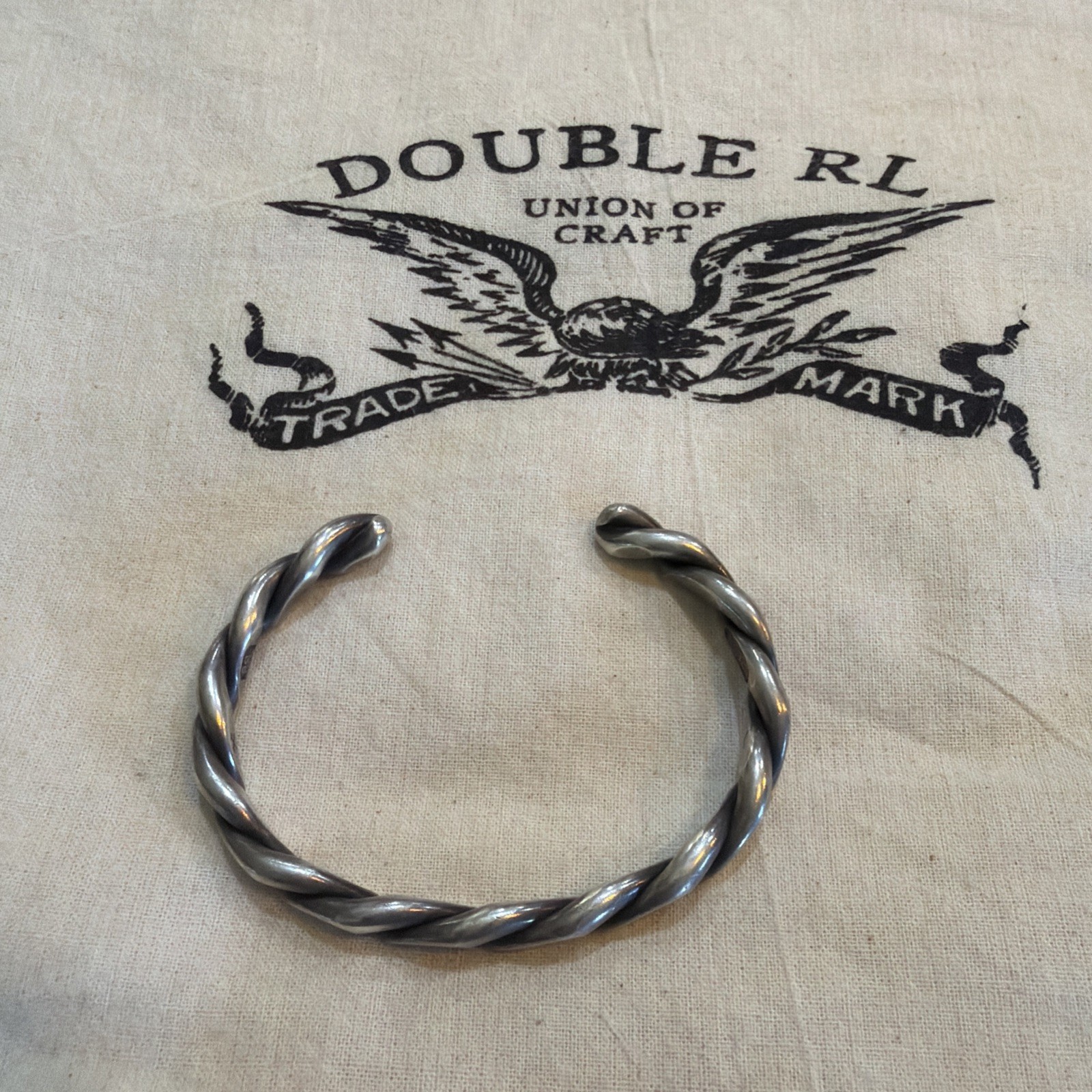 RRL Ralph Lauren Braided Sterling Silver Cuff Bracelet Size Large 