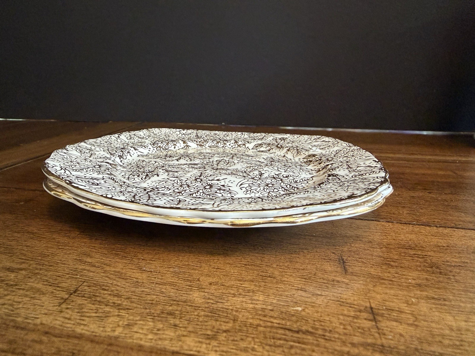 Vintage Colclough Bone China Blue Gold Chintz Side Plates Set 2 England 6.25in