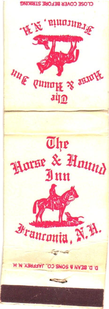 The Horse & Hound Inn Franconia NH Vintage Matchbook Cover 1970s