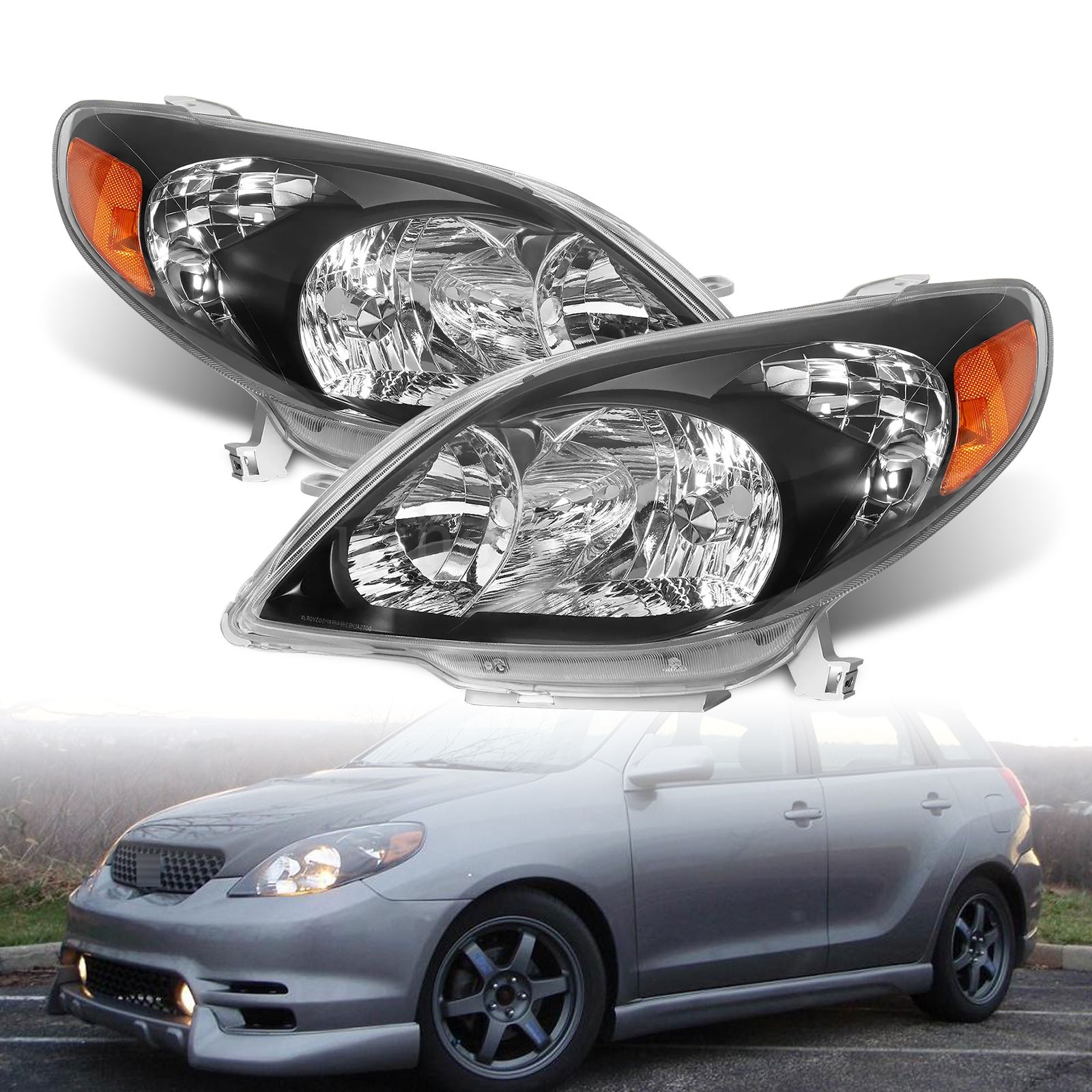 Black Headlights Left & Right For 2003-2008 Toyota Matrix JDM Headlamps Black Headlights Left & Right For 2003-2008 Toyota Matrix JDM Headlamps