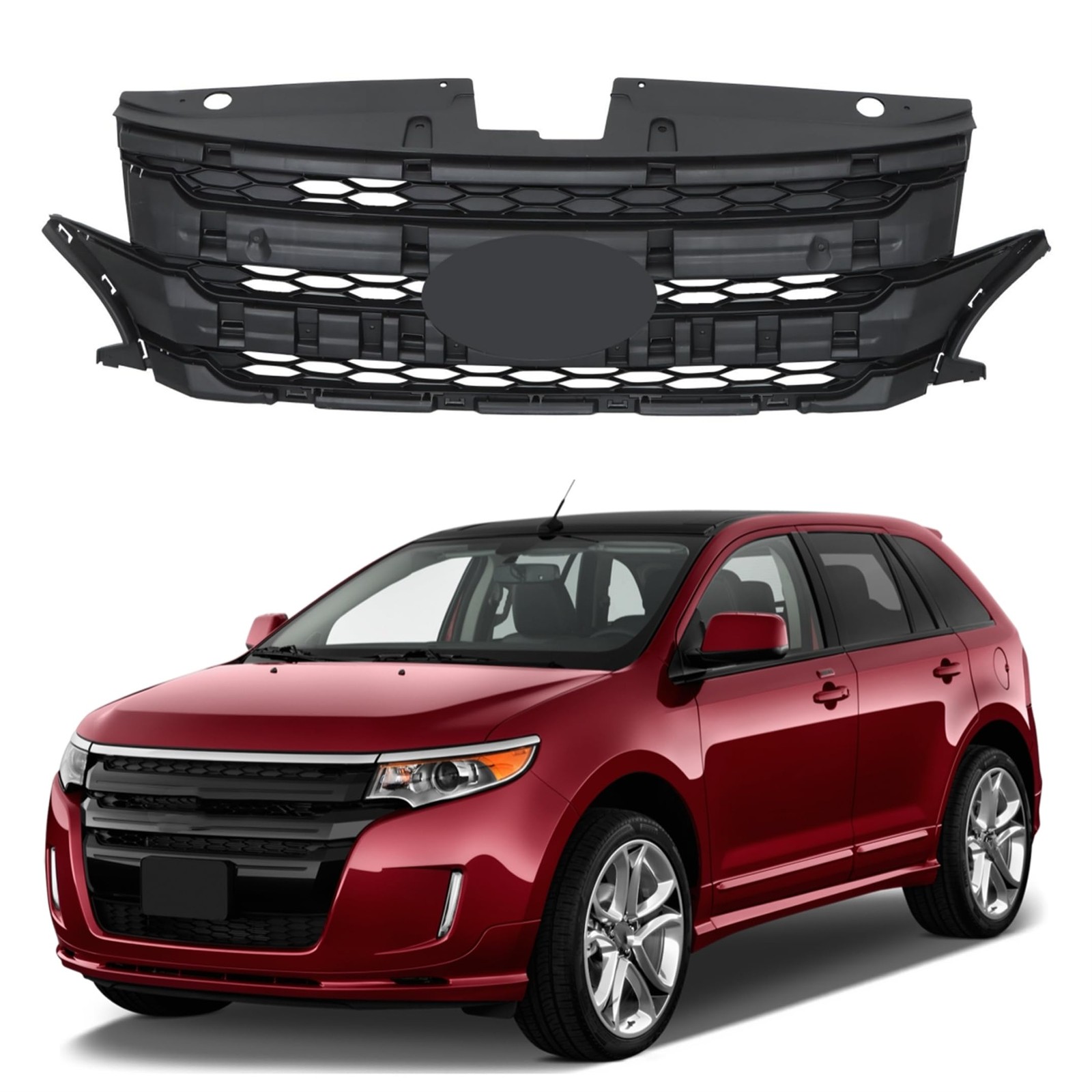Front Upper Bumper Black Grille Replacement for Edge 2011 2012 2013 2014