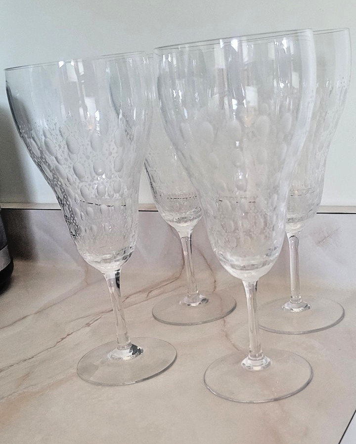 Signed Rosenthal Motif Romance  Set of  4 crystal Water Goblets, 7 5/8\