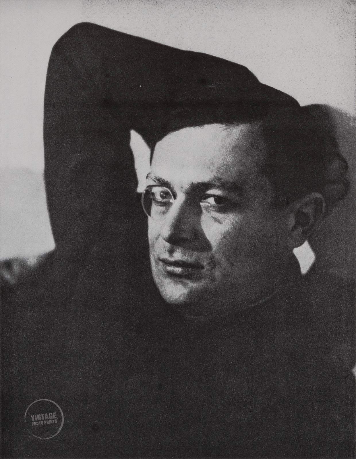 VTG Man Ray Photo Tristan Tzara Portrait Engraving LithographArt 1920 Mat 12x15