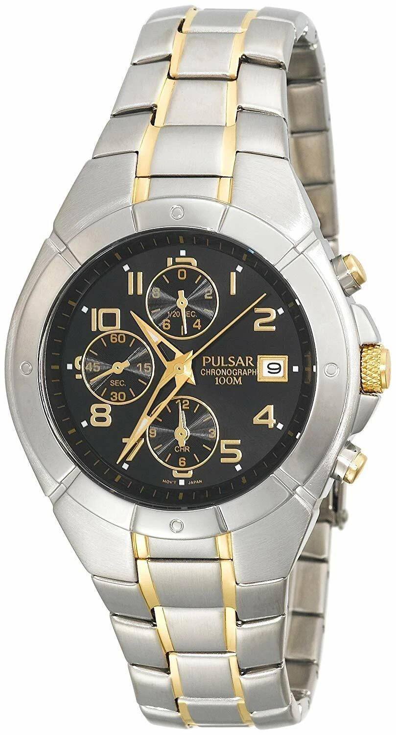 Pulsar by Seiko Black /Gold Dress Chronograph, PF8188, Y92 Movt, Rare, New