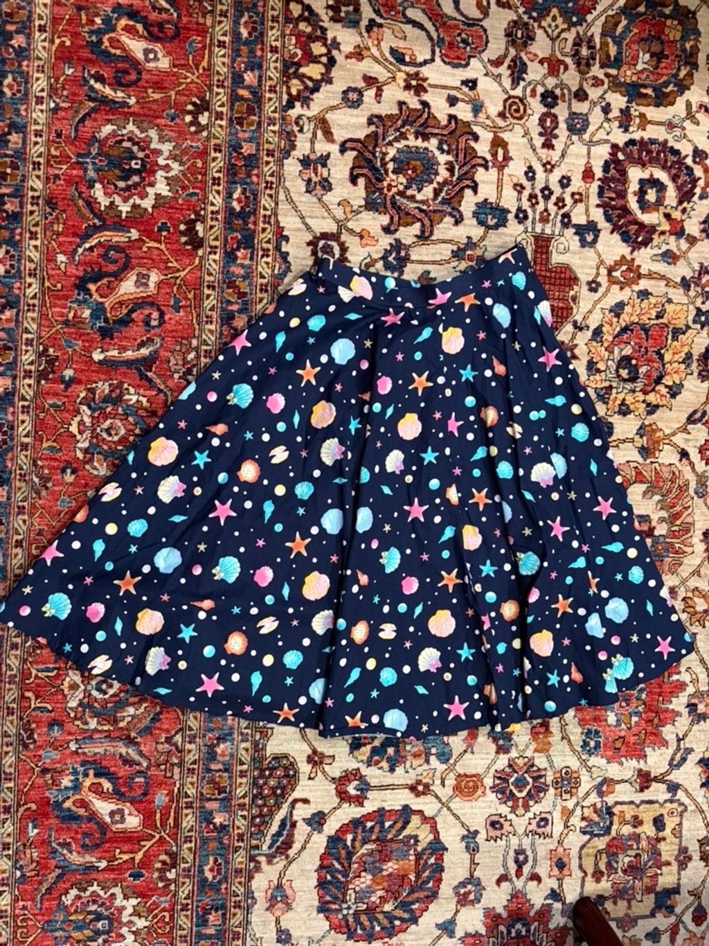 Magnolia Park Navy Sea Shell Starfish Print A-Line Skirt Womens Size M NWT