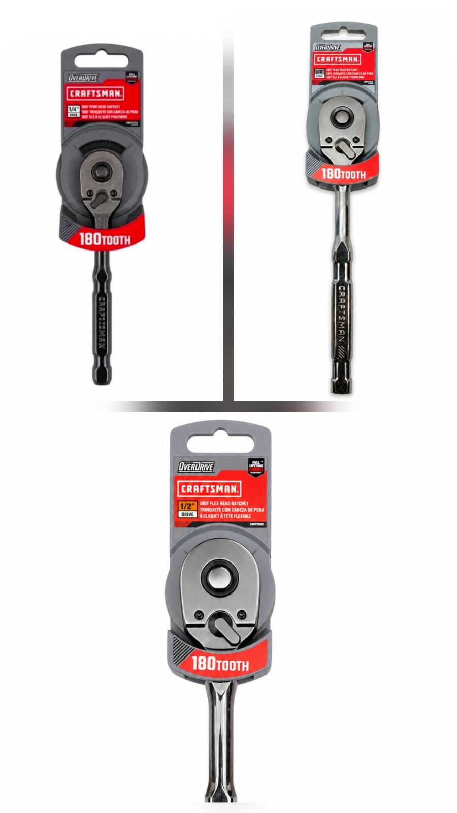 NEW Craftsman Set Of 1/4, 3/8, And 1/2 Overdrive Ratchets