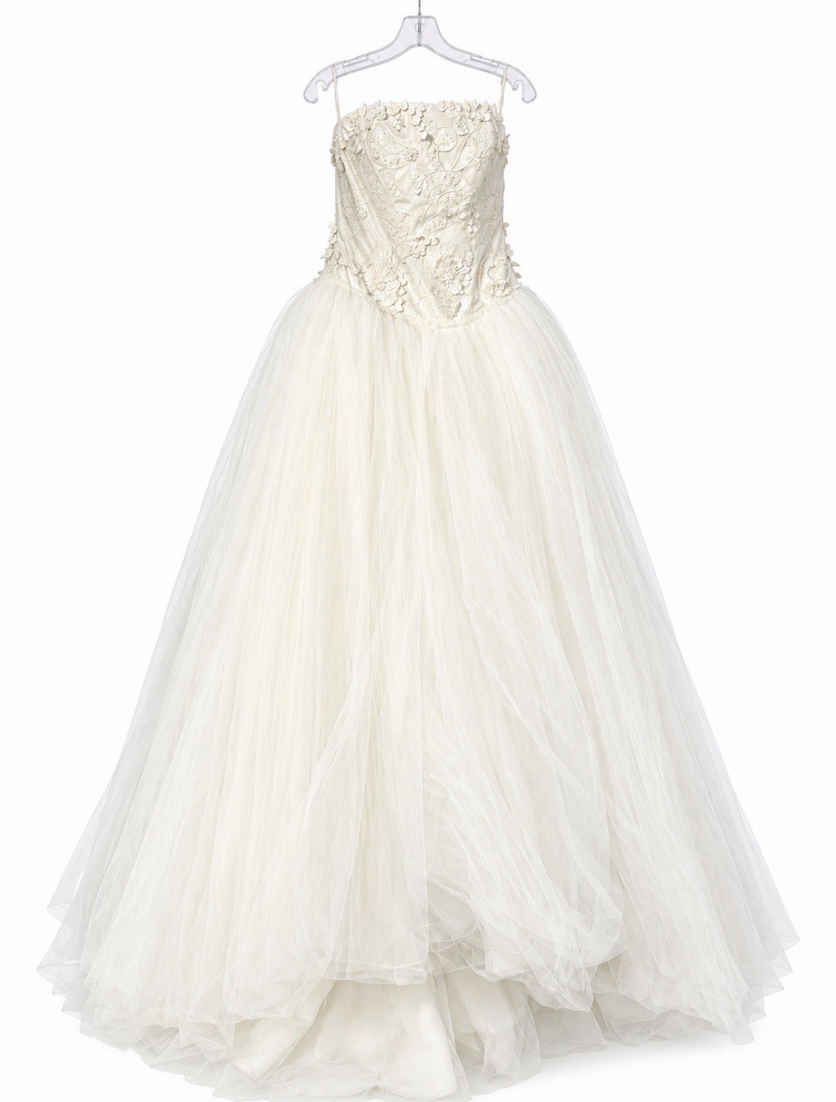 Vera Wang White Classic Wedding Dress Tulle Ball Gown Floral Size 10 Vintage