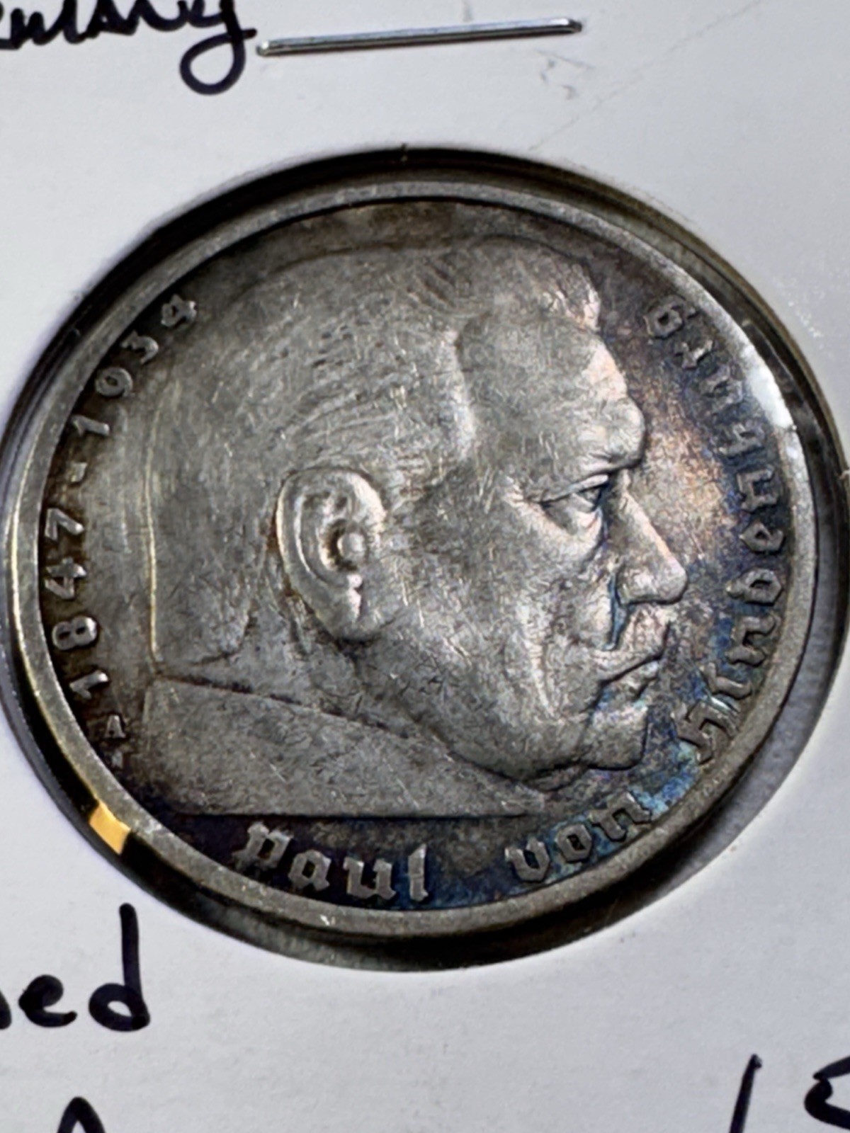 1935-A Germany 5 Marks Silver Coin Cleaned