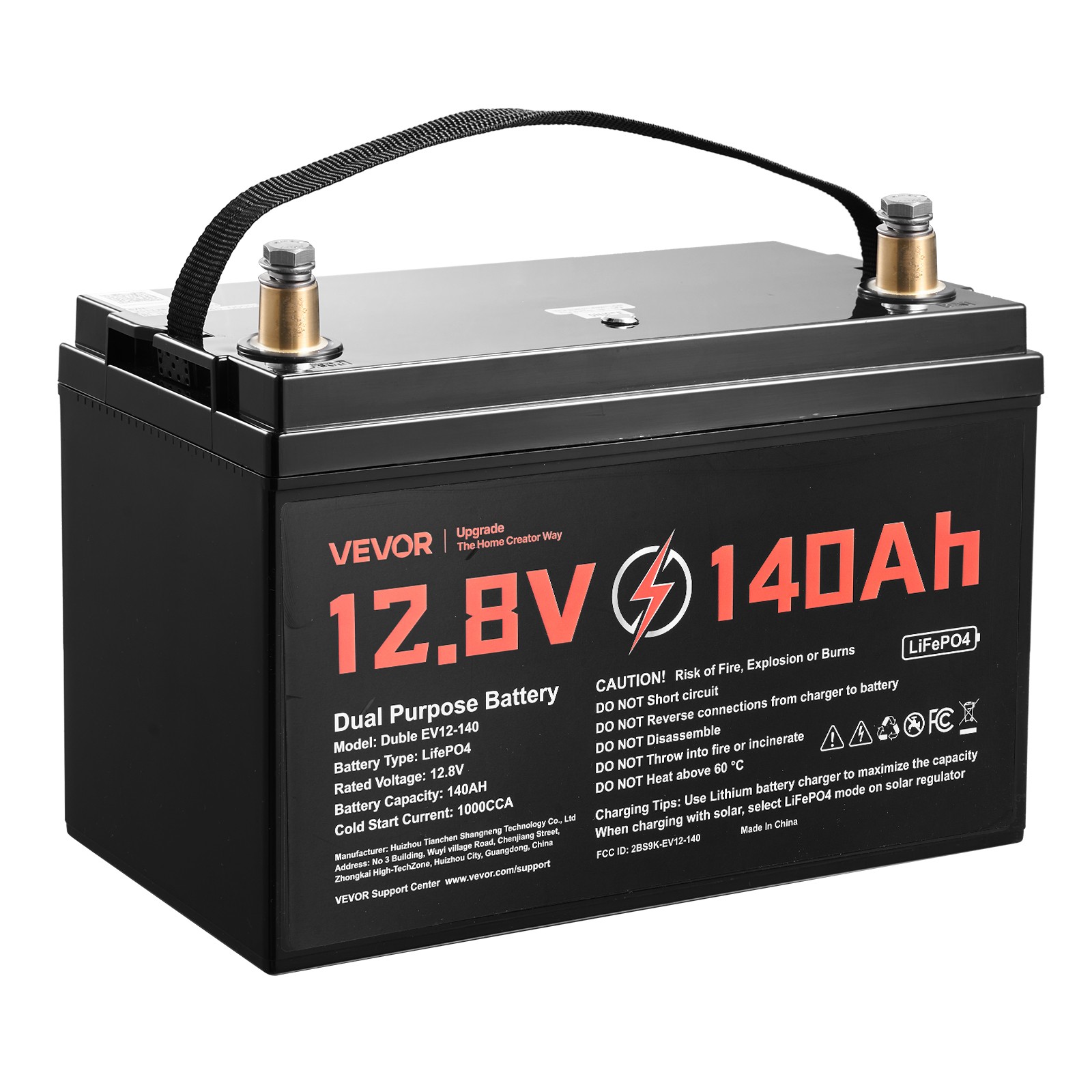 VEVOR 12V 140Ah Dual Purpose LiFePO4 Lithium Battery 1000 CCA Starter Deep Cycle