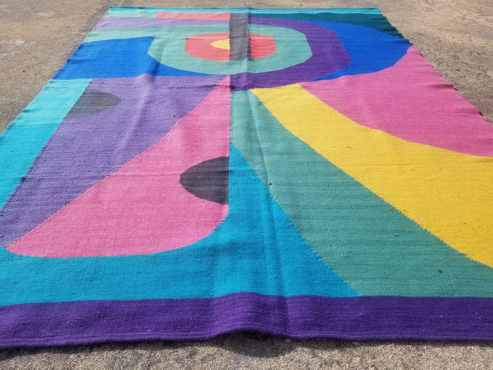Vintage Traditional Handmade Inaluxe Drift Abstract Patterned Wool Rug 6.9x4.11f Vintage Traditional Handmade Inaluxe Drift Abstract Patterned Wool Rug 6.9x4.11f