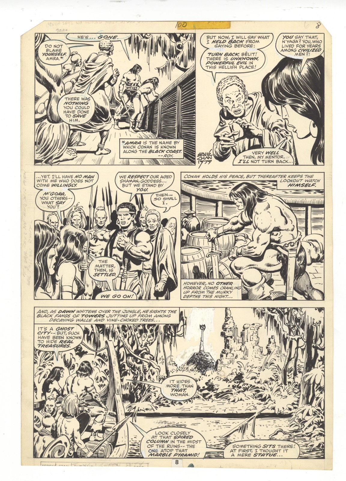 CONAN #100 PG 8 ORIGINAL COMIC ART BELIT BUSCEMA CHAN 1979