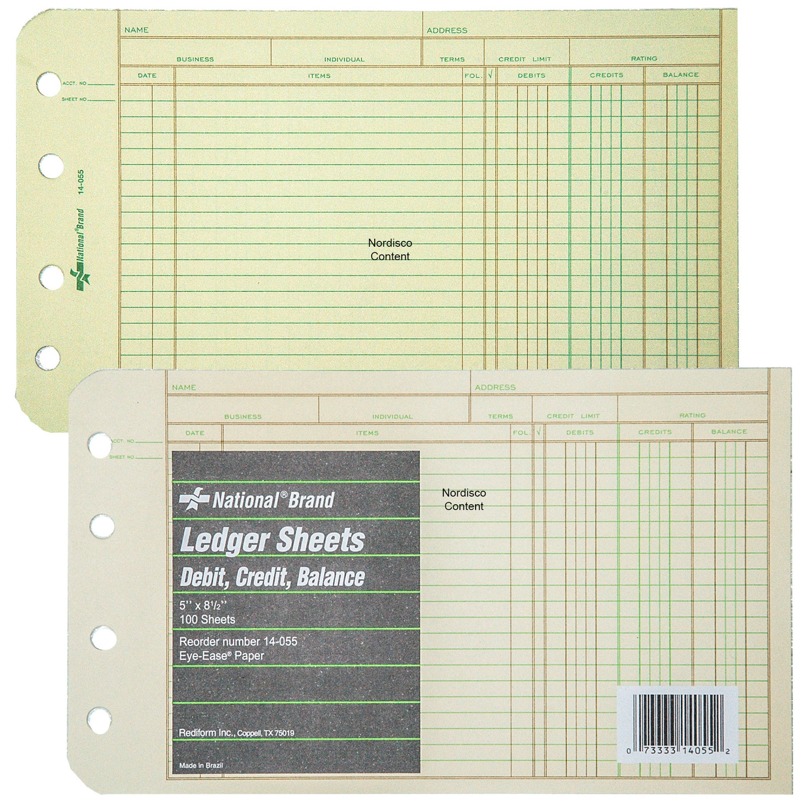 National Brand 14-055 Ledger Sheets, 5 x 8-1/2\