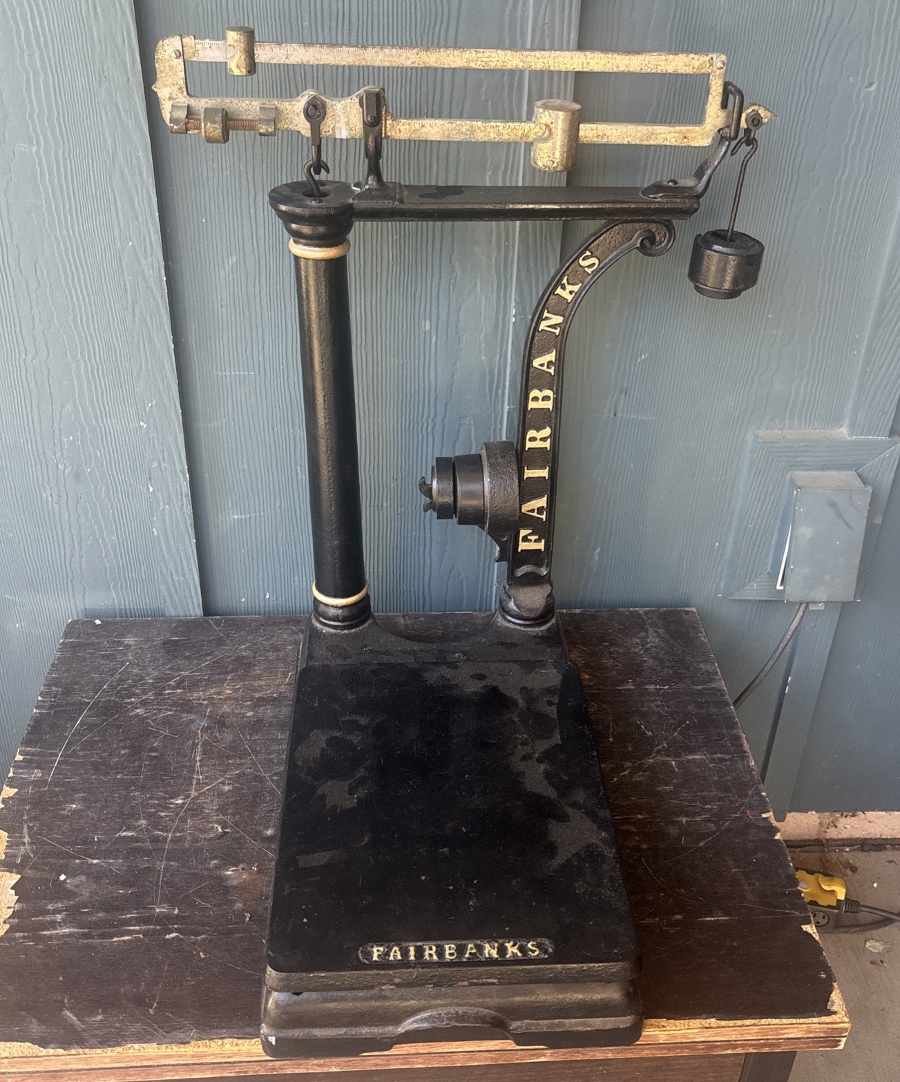 Antique Fairbanks Cast Iron Imperial Platform Balance Scale Completed Black Antique Fairbanks Cast Iron Imperial Platform Balance Scale Completed Black