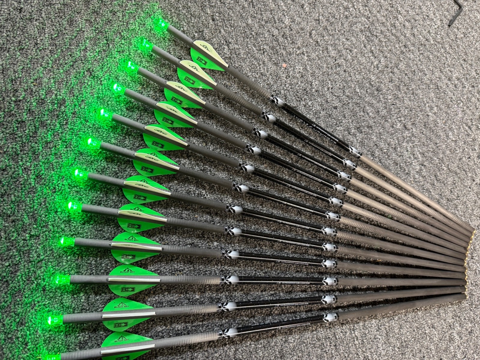 12 Lighted Bohning BLACK SKY Killer Instinct Centerpoint Barnett Crossbow Bolts