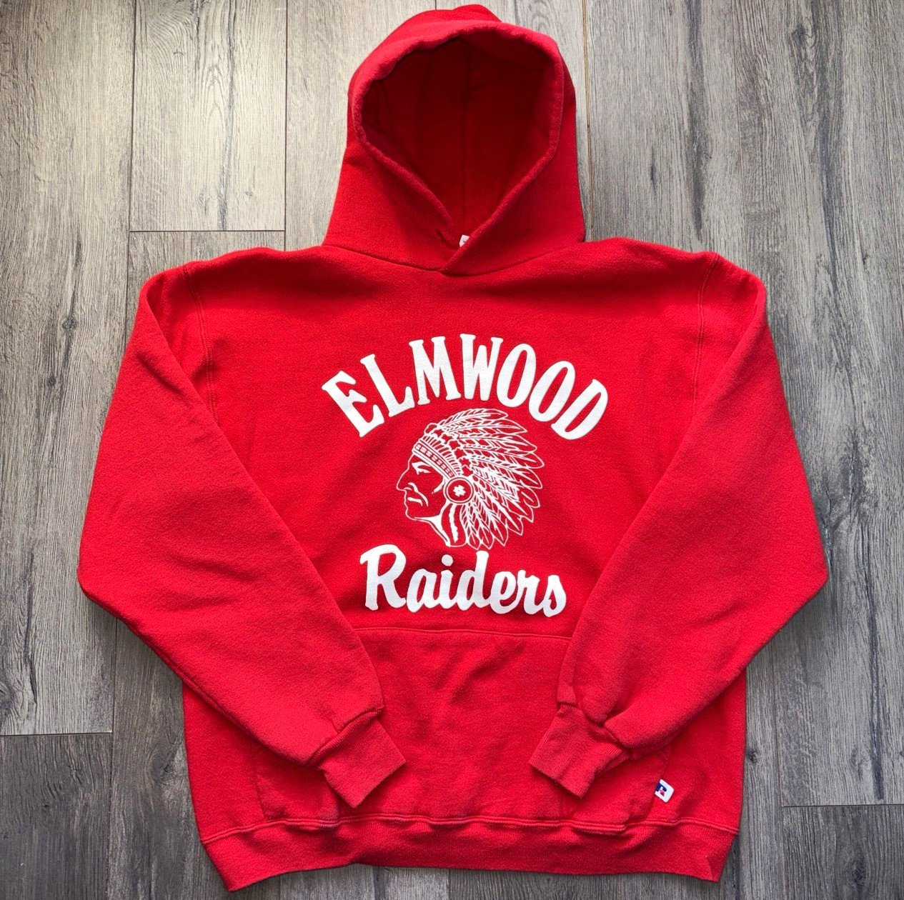 Russell Athletic Men\'s L Red Vintage Pullover Hoodie Elmwood Raiders Jerry Russell Athletic Men\'s L Red Vintage Pullover Hoodie Elmwood Raiders Jerry