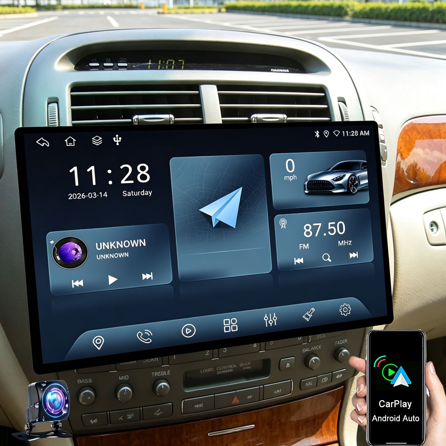 CAM+ 13\'\'For 2001-2006 Lexus LS430 Apple Carplay Radio Android 15 GPS NAVI WIFI