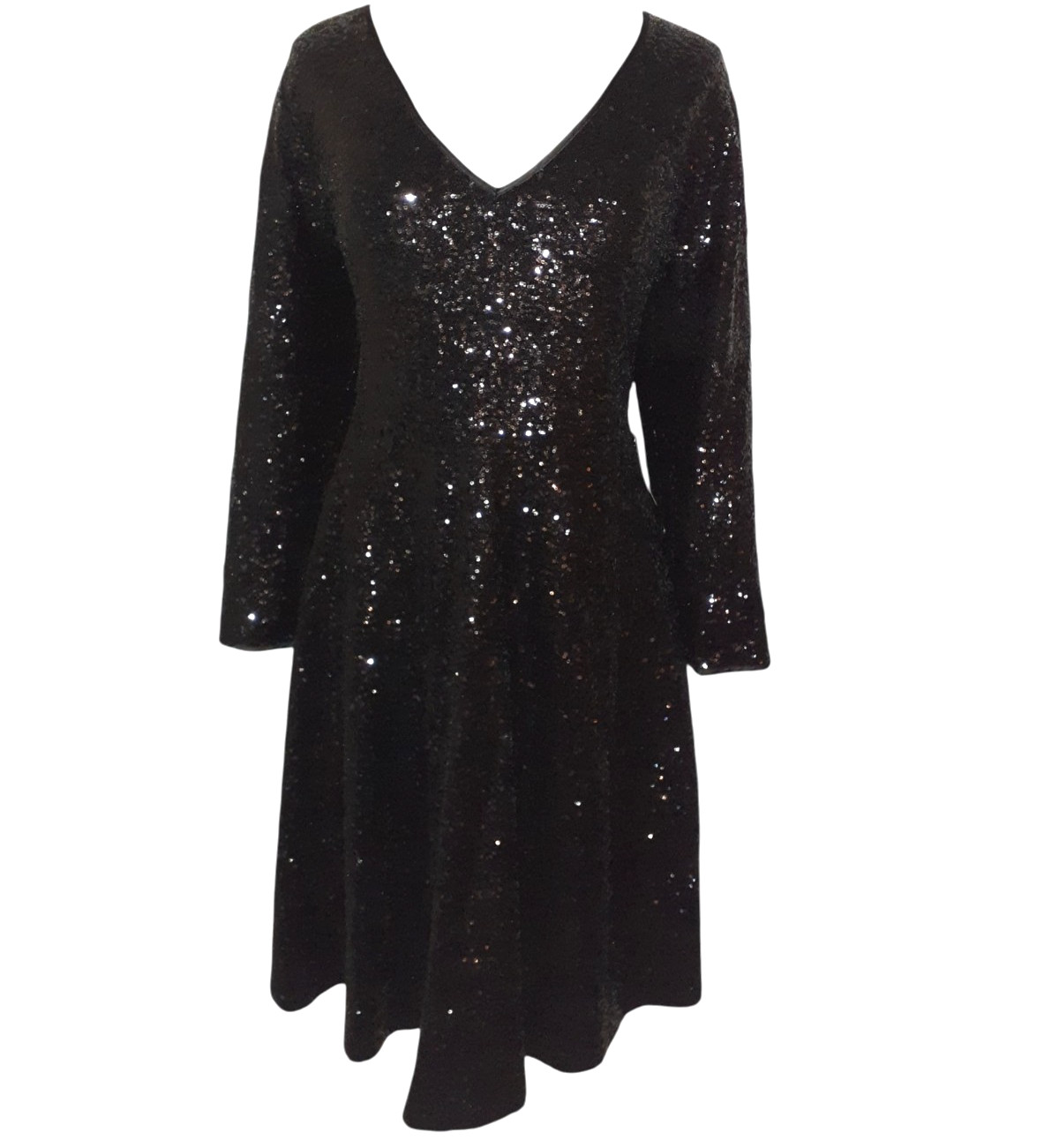 NEW TORRID Plus Size 2 2X A-Line Dress Black Sequins Long Sleeve Stretch Knit 