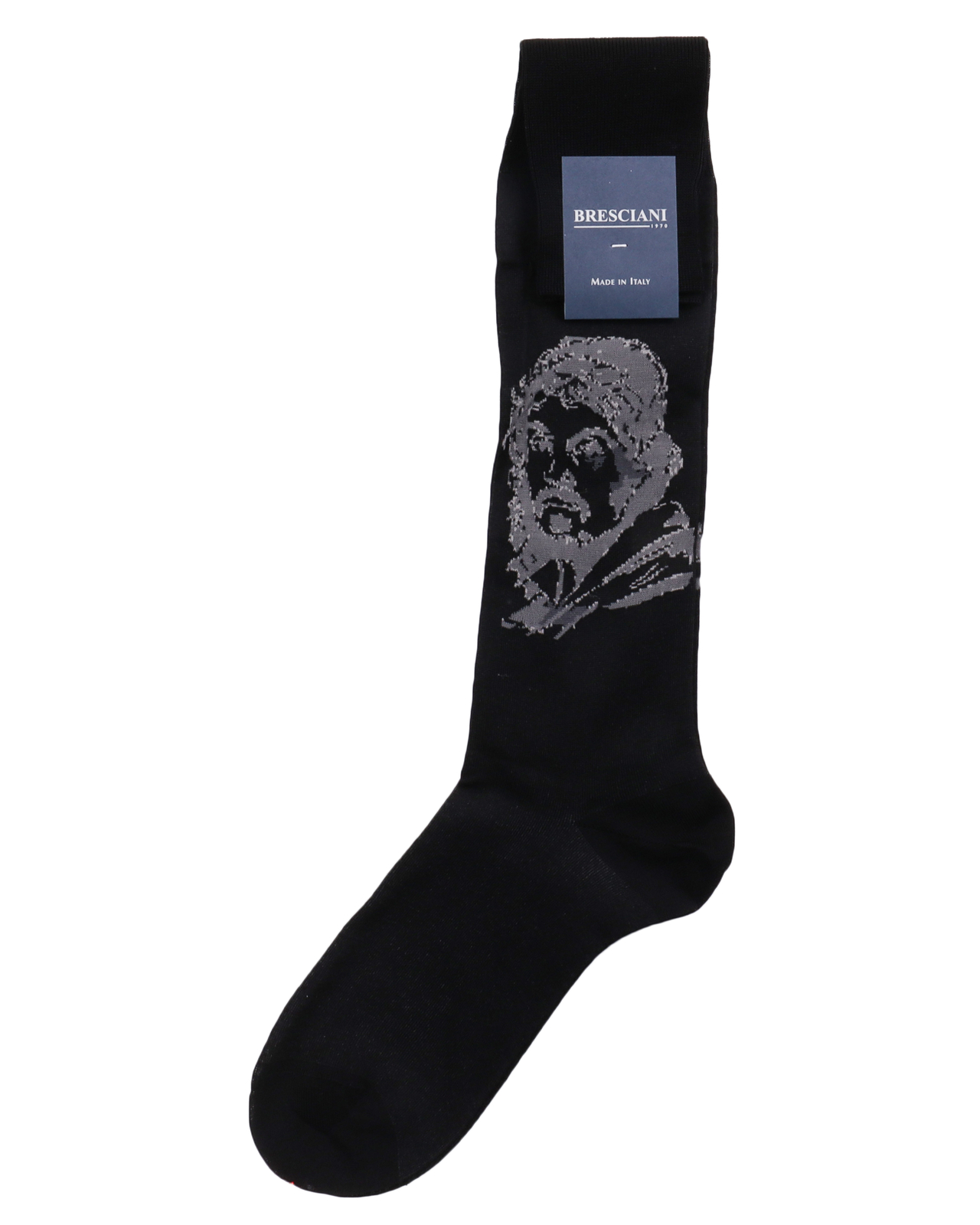 NWT BRESCIANI SOCKS 3 PAIRS LOT knee Caravaggio black cotton luxury Italy M