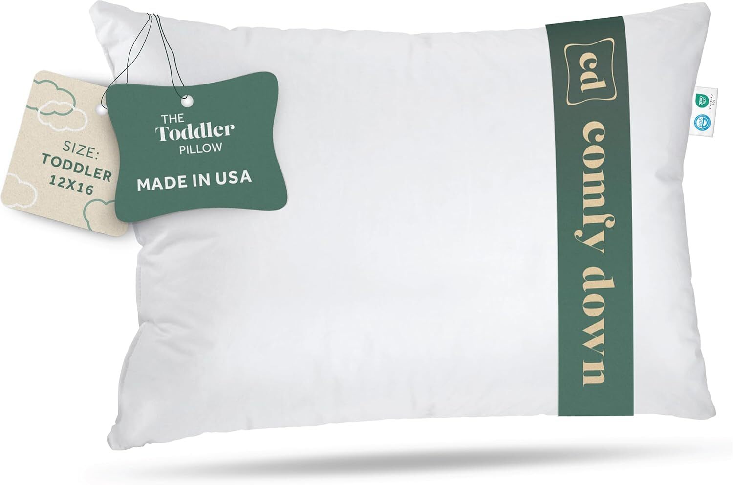 ComfyDown Toddler Pillow - 800 - Fill Power Goose Down - 300-TC Cotton Cover