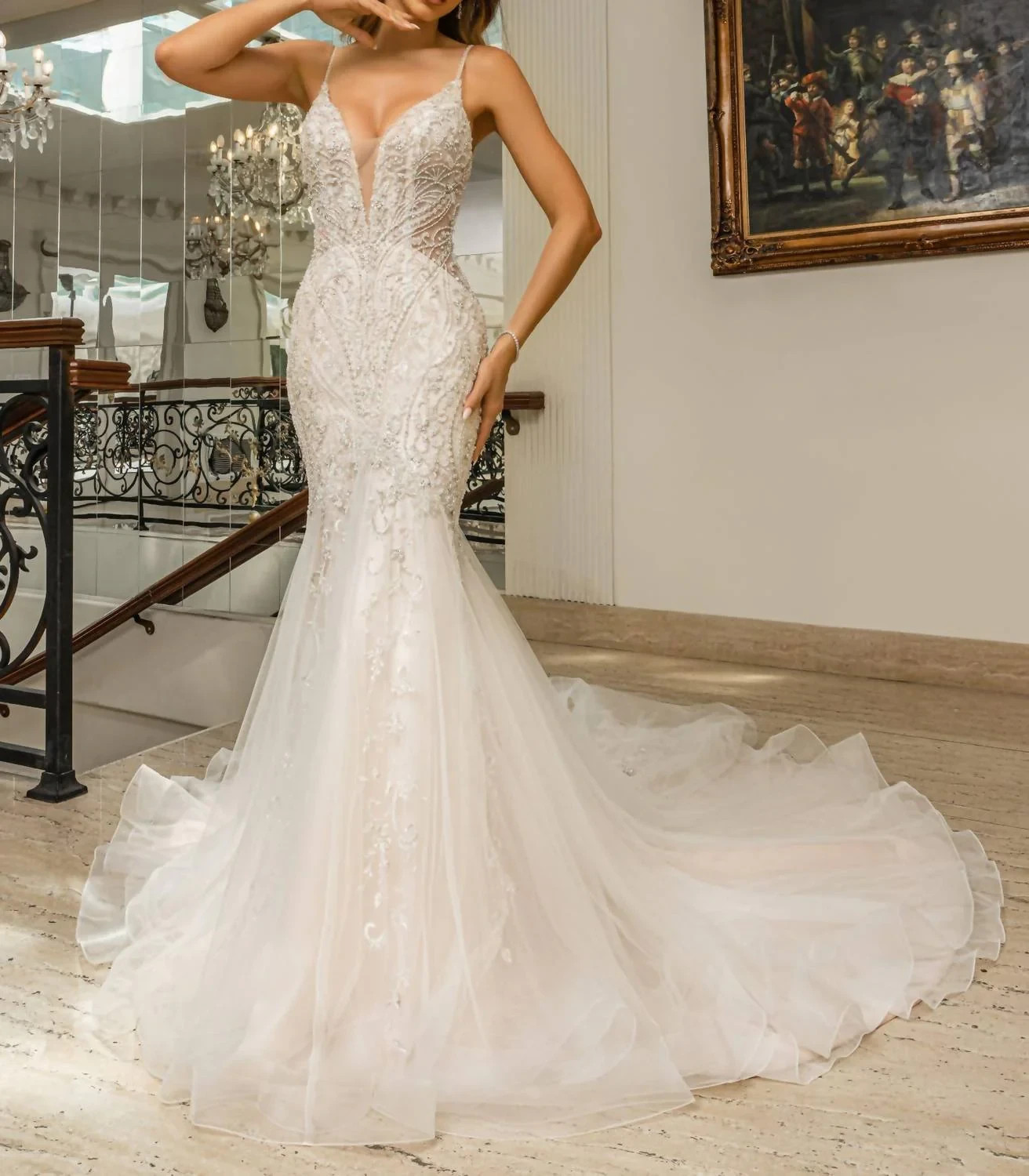 Kitty Chen Couture Gabby K2317 Wedding Dress Ivory Size 14 Bridal Gown Mermaid
