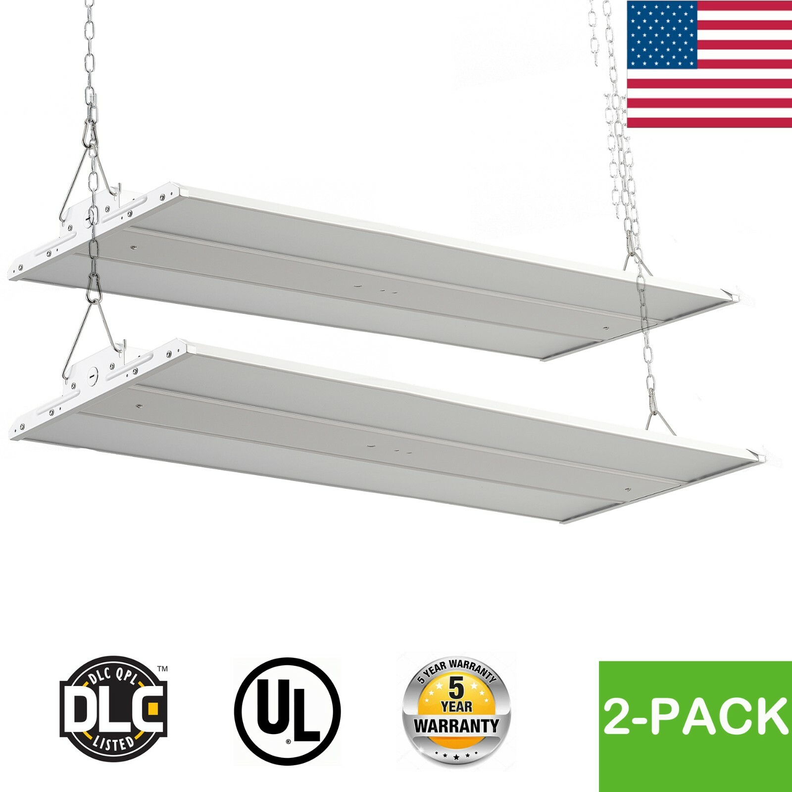 2-PACK 2FT 220W LED Linear High Bay Shop Light, 4000K/5000K Selectable, 100-277V 2-PACK 2FT 220W LED Linear High Bay Shop Light, 4000K/5000K Selectable, 100-277V