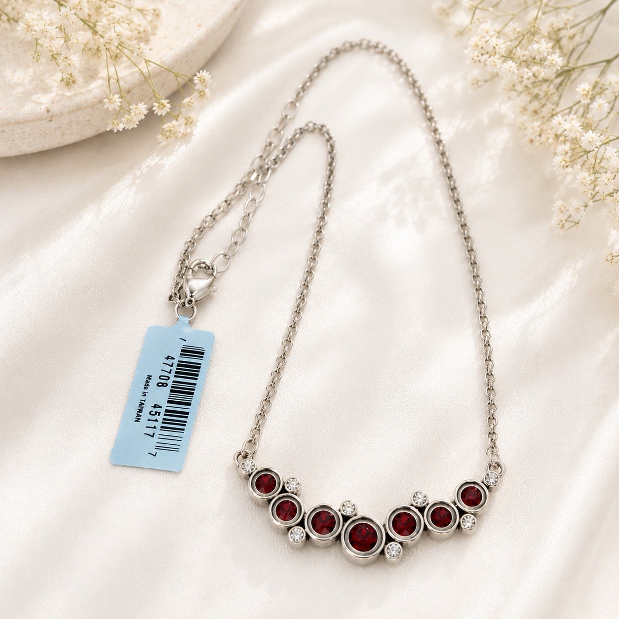 NWT Brighton Necklace Constella  Silver Tone Red Crystal Constellation  18\