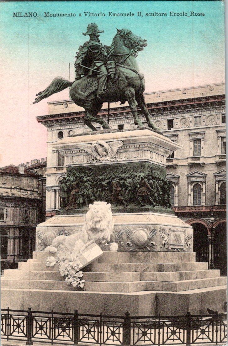 Milan Italy Monument Vittorio Emanuele II Ercole Rosa Undivided Back Postcard