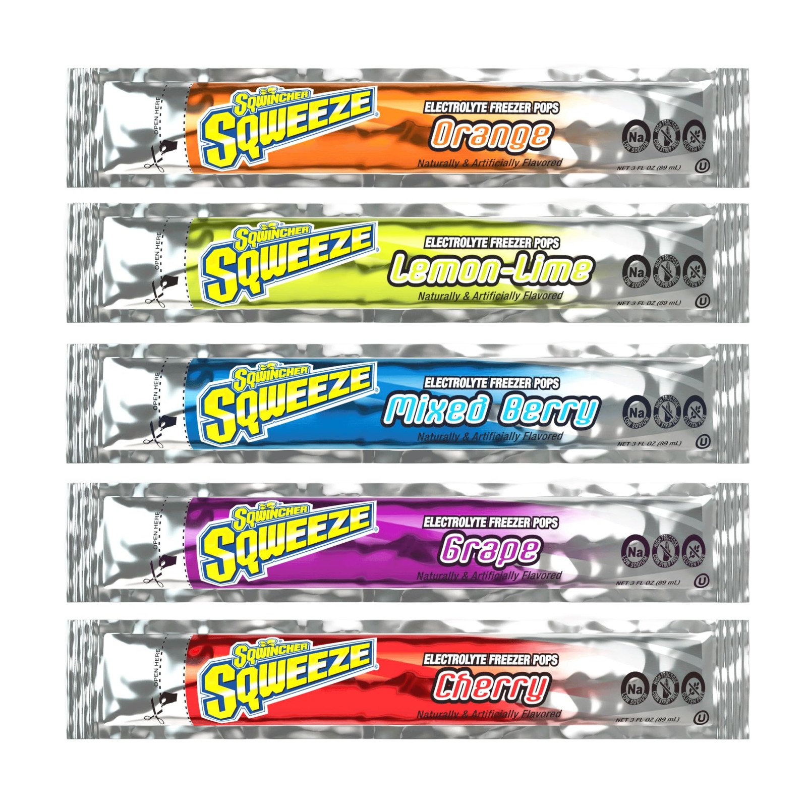 Sqwincher Sqweeze Electrolyte Freezer Pops, 10 Count (Pack of 5), Assorted Sqwincher Sqweeze Electrolyte Freezer Pops, 10 Count (Pack of 5), Assorted
