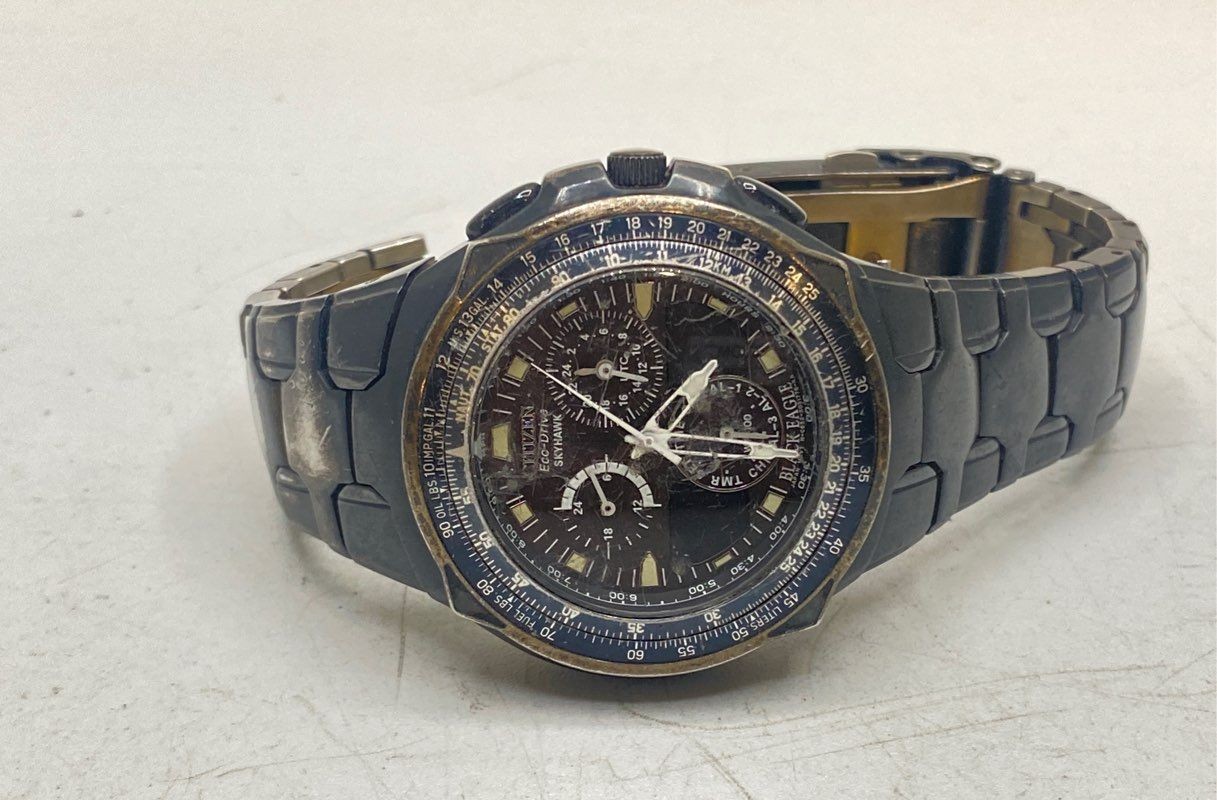Citizen Black Eagle Eco-Drive Skyhawk Men\'s Watch 42mm Stainless Steel C652