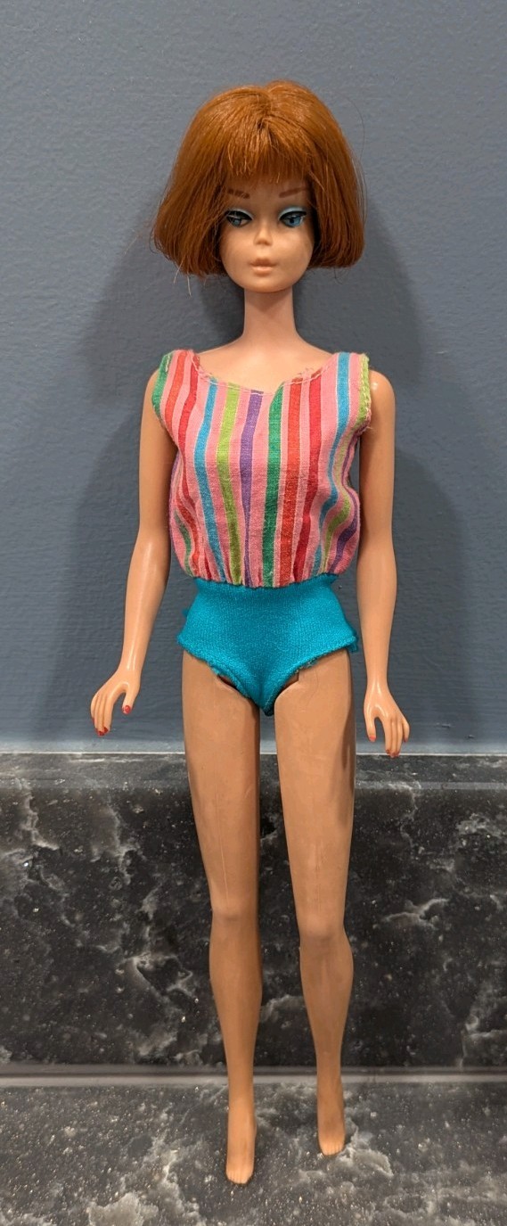 Vintage Mattel Barbie American Girl Doll Titian/Red Hair 1960's Bendable Legs