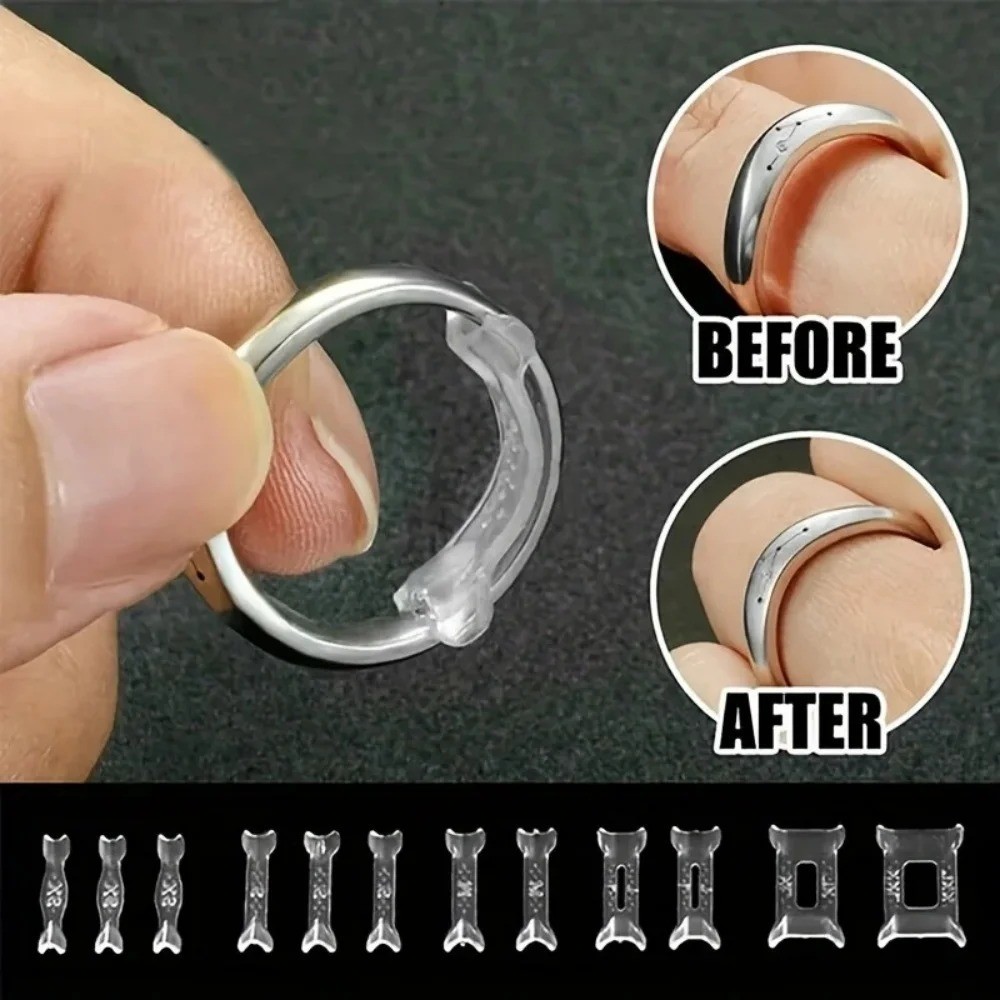 12PCS Clear Ring Size Adjuster Invisible Ring Sizer Guard for Loose Rings