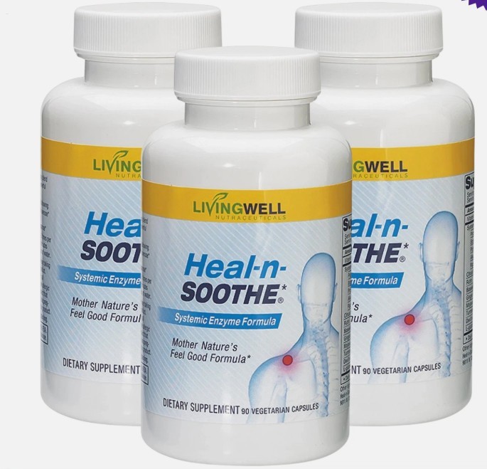 3 pack LivingWell Nutraceuticals Heal-n-Soothe Systemic Enzyme Formula 90 Cap3OS