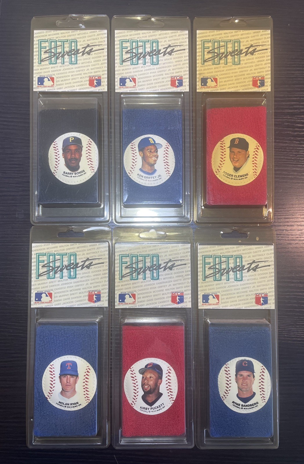 1990 FOTO Sweats Lot of 6 - Griffey Jr., Ryan, Bonds, Puckett, Sandberg, Clemens