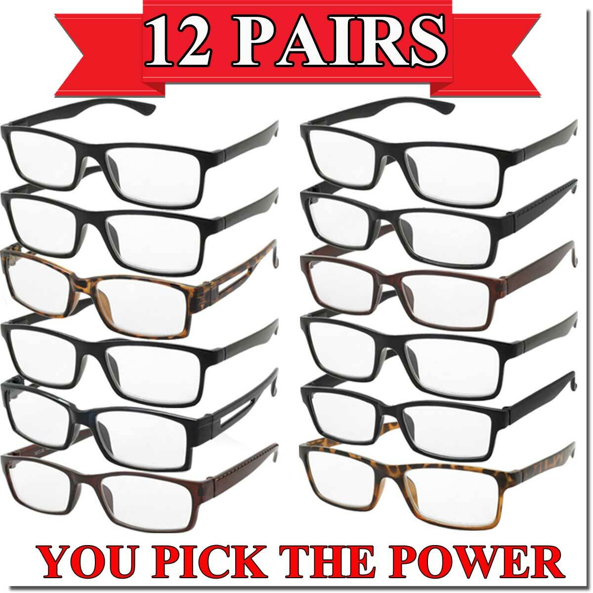 Reading Glasses Mens Womens 12 Pack Readers All Powers Quality Lot Deal New Bulk Reading Glasses Mens Womens 12 Pack Readers All Powers Quality Lot Deal New Bulk
