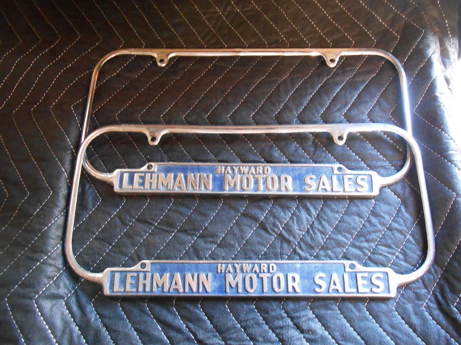 Vintage Rare Hayward Lehmann Motors Dealer License Plate Frame 40s 50s Vintage Rare Hayward Lehmann Motors Dealer License Plate Frame 40s 50s