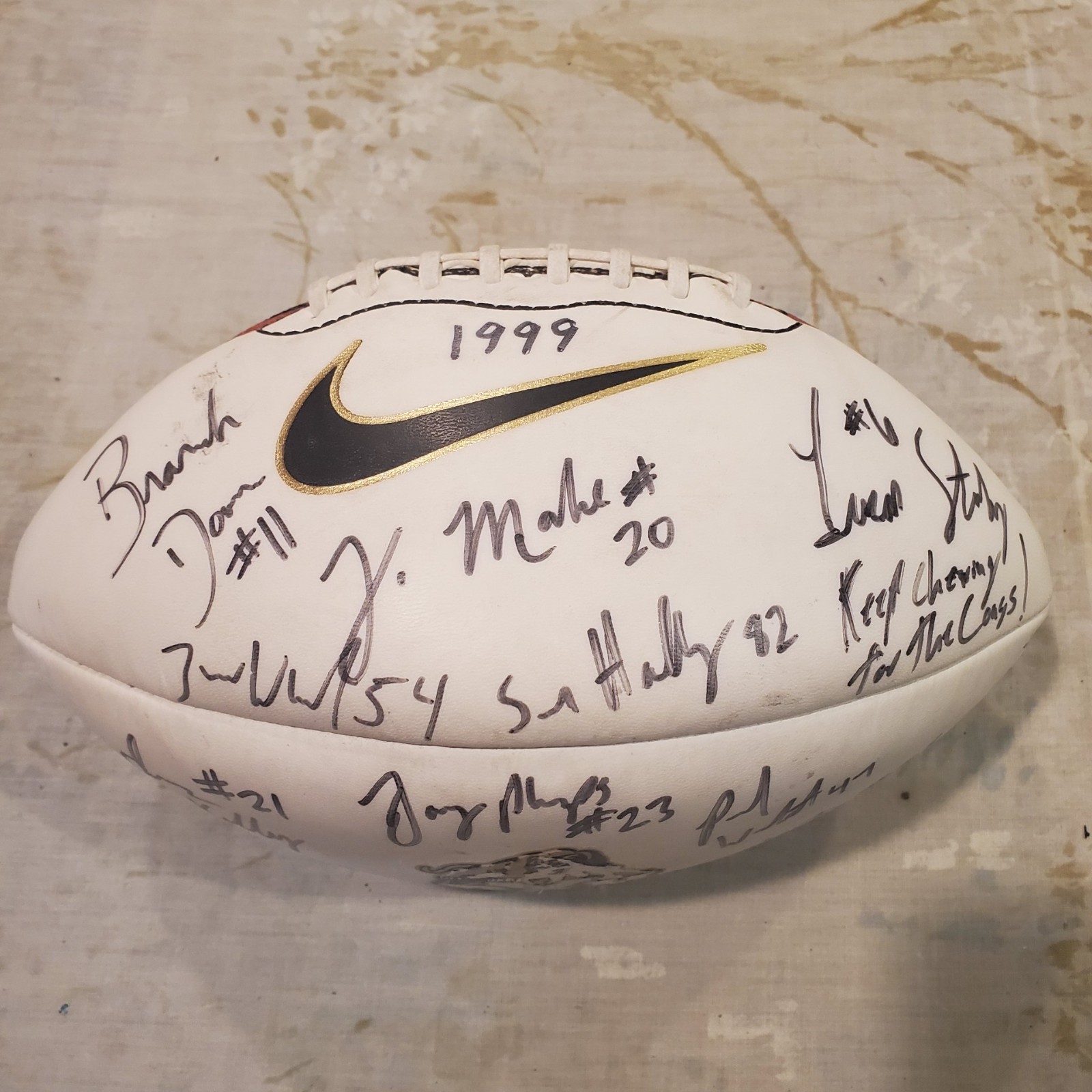 1999 Brigham Young University team signed football. Kalani Sitaki\'s playing era 1999 Brigham Young University team signed football. Kalani Sitaki\'s playing era