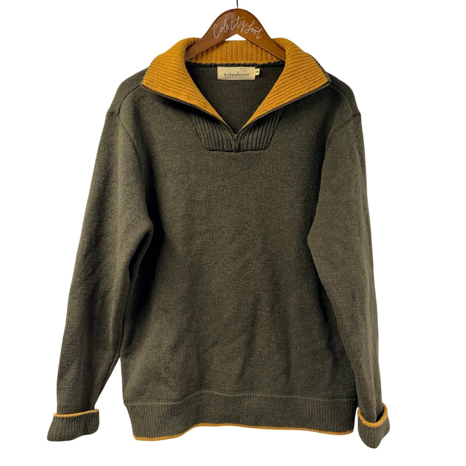 Irelandseye Green Pullover 1/4 Zip Sweater 100% Wool Irelandseye Green Pullover 1/4 Zip Sweater 100% Wool