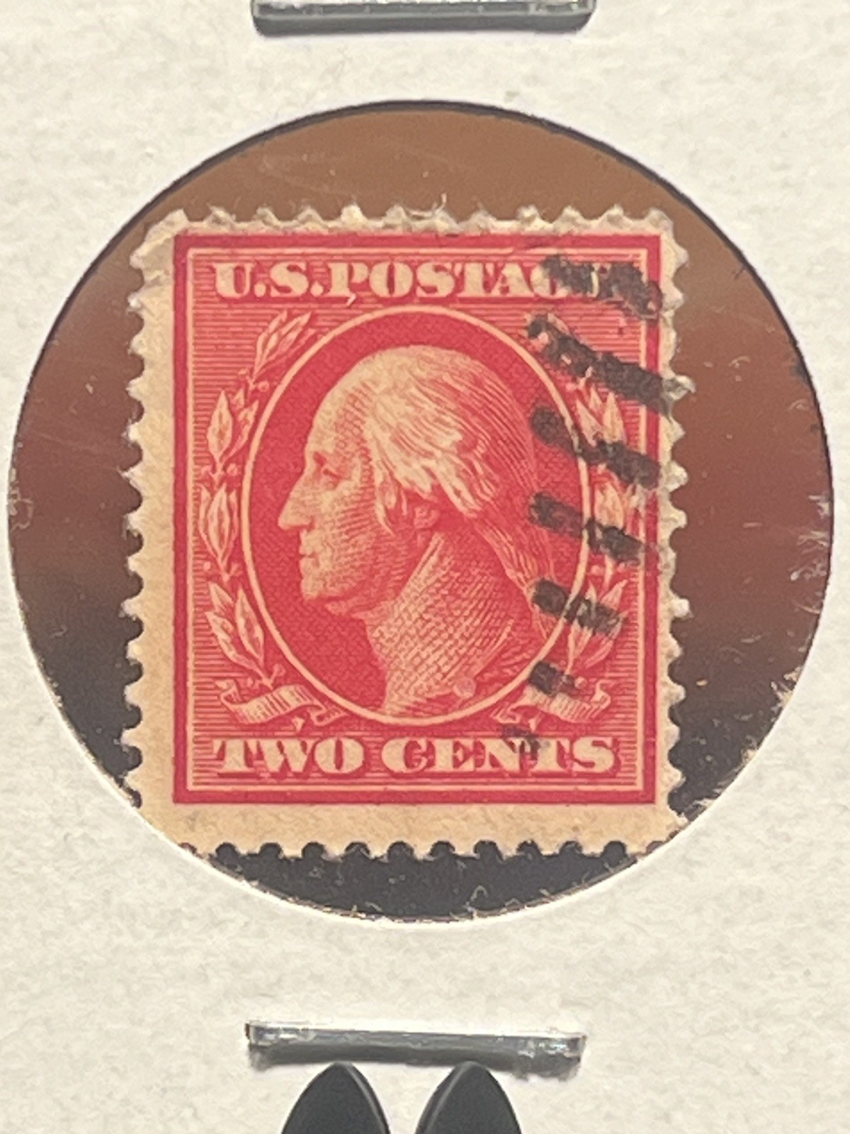 US Scott#519 1917 2 cent George Washington, carmine Red, perf 11 Used US Scott#519 1917 2 cent George Washington, carmine Red, perf 11 Used