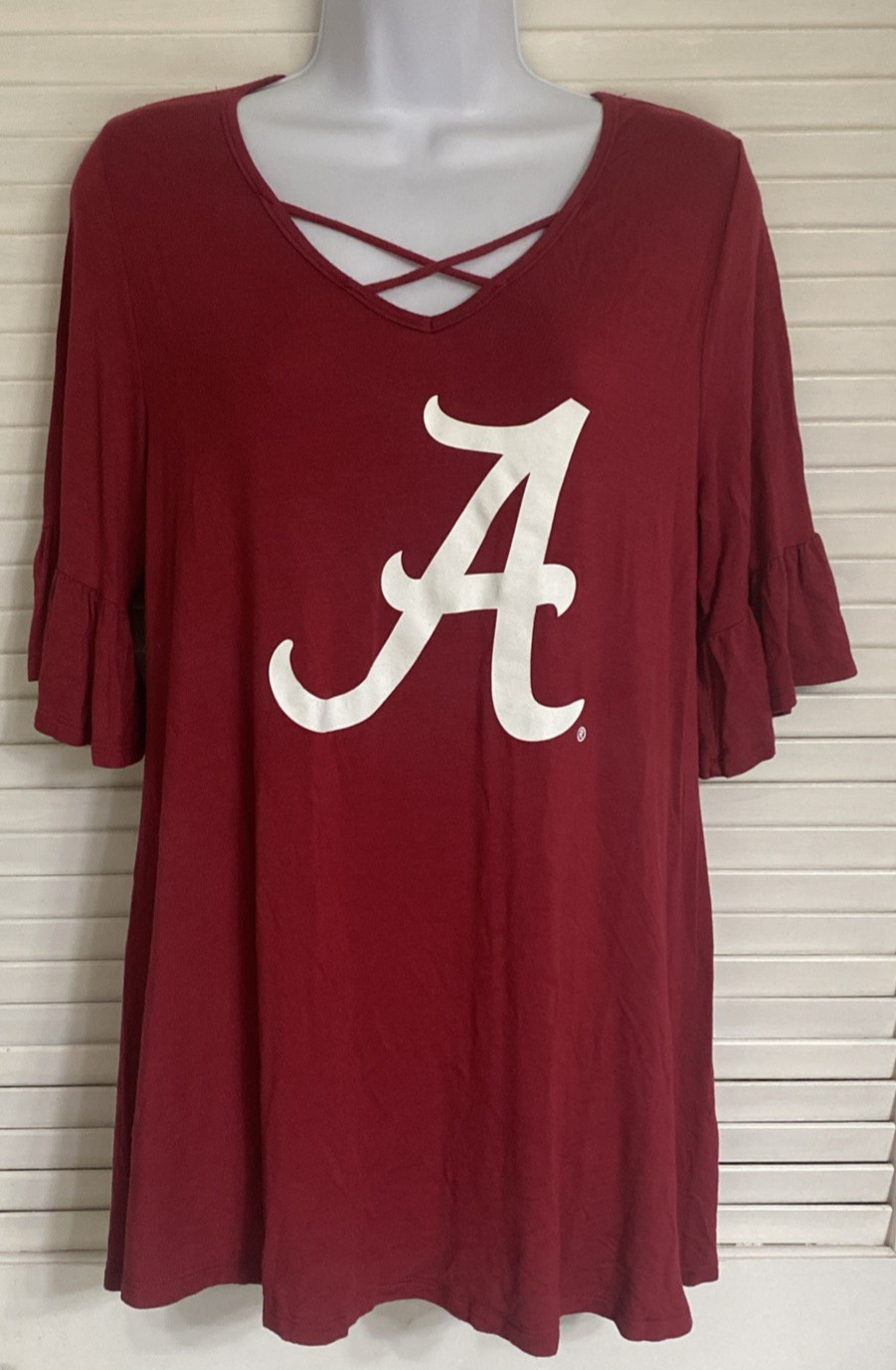 Women\'s Alabama Crimson Tide Ruffled Sleeve Shirt, Medium by Gameday Couture Women\'s Alabama Crimson Tide Ruffled Sleeve Shirt, Medium by Gameday Couture