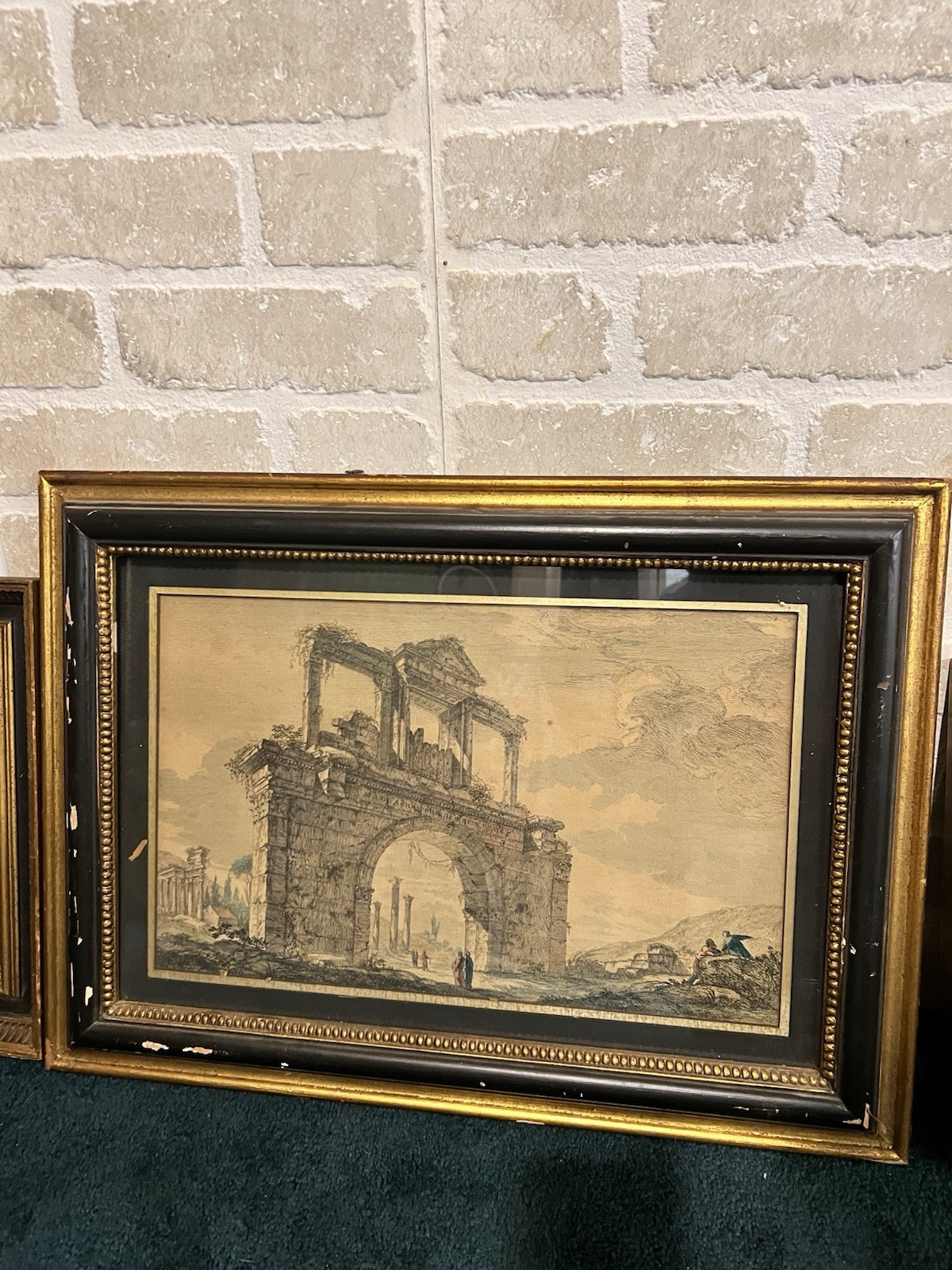 3 Antique 18th C Hand Colored Engravings Paris Versailles Athens Framed