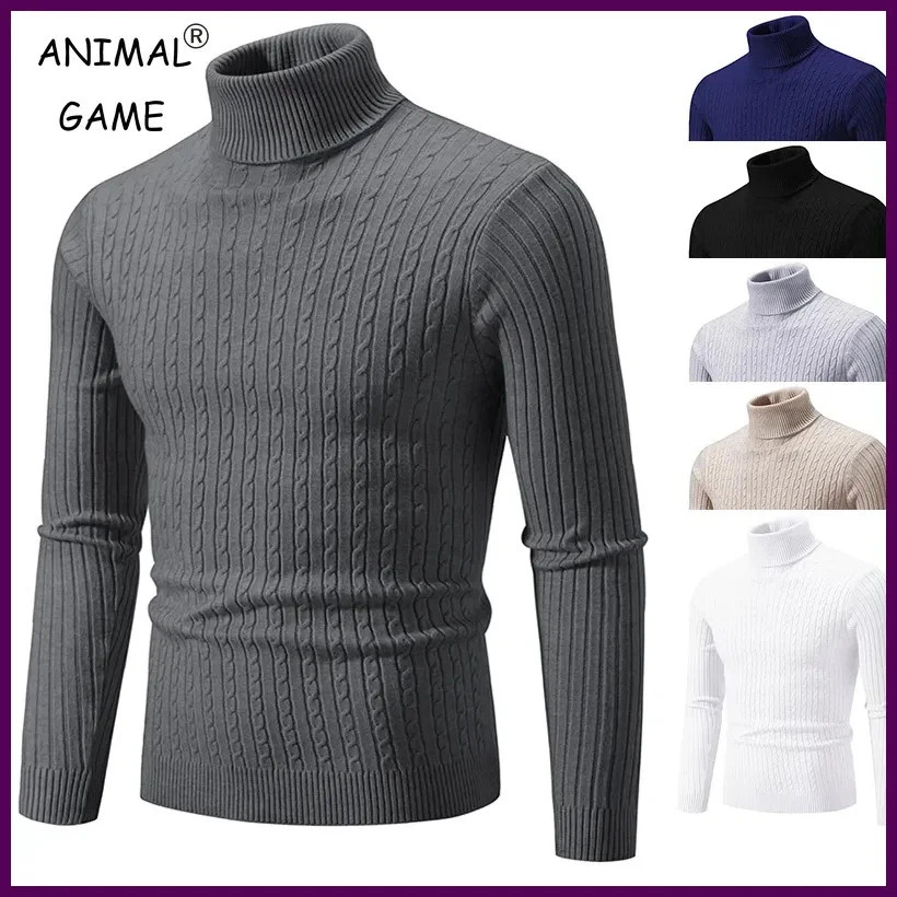 New Men\'s High Neck Sweater Solid Color Pullover Knitted Warm Casual Turtleneck New Men\'s High Neck Sweater Solid Color Pullover Knitted Warm Casual Turtleneck