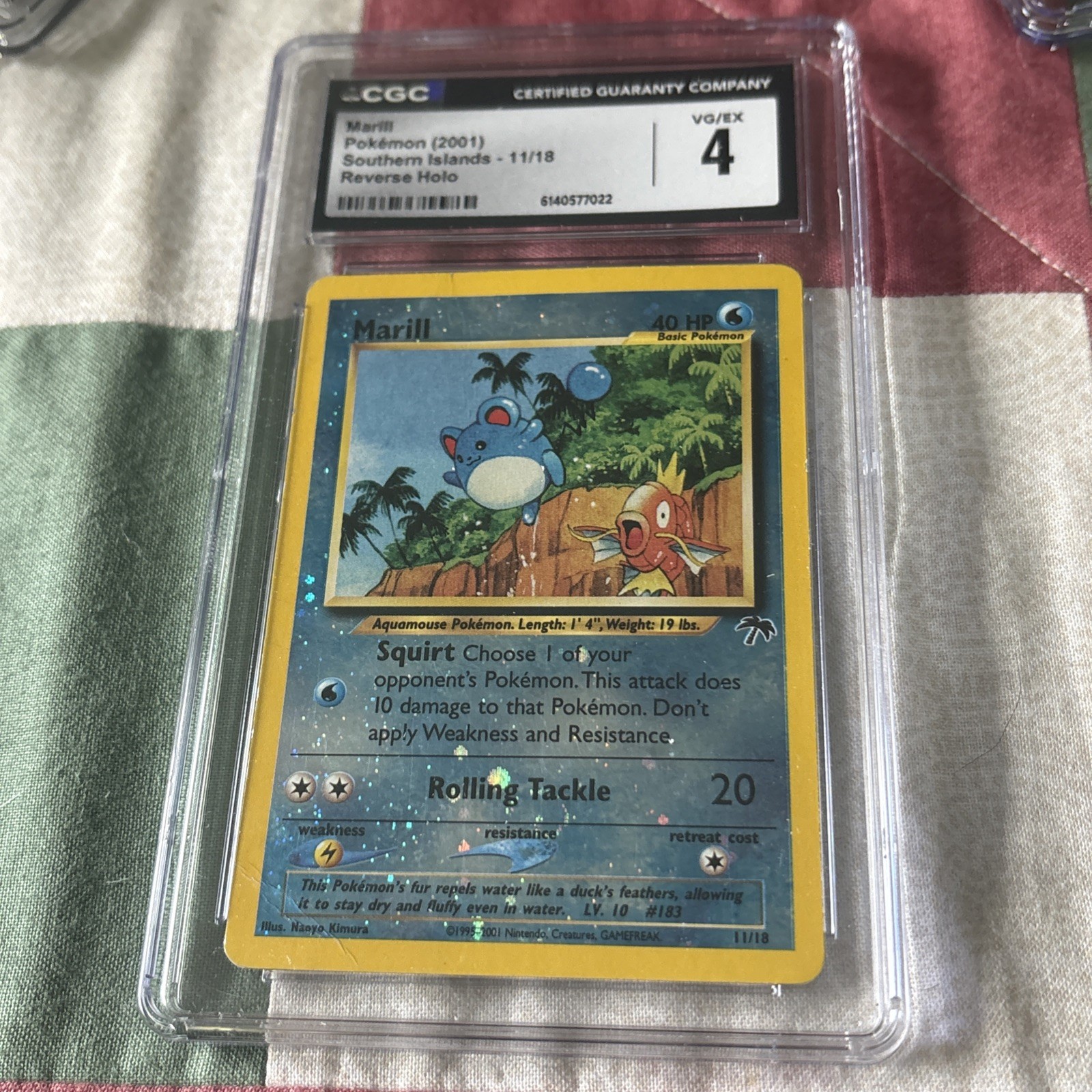 CGC 4 Marill 11/18 Southern Islands Reverse Holo Swirl Pokemon Card