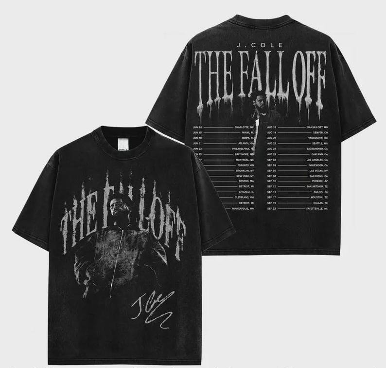 HOT J Cole The Fall-Off World Tour 2026 Graphic Tee, Merch reprint 2 sildes