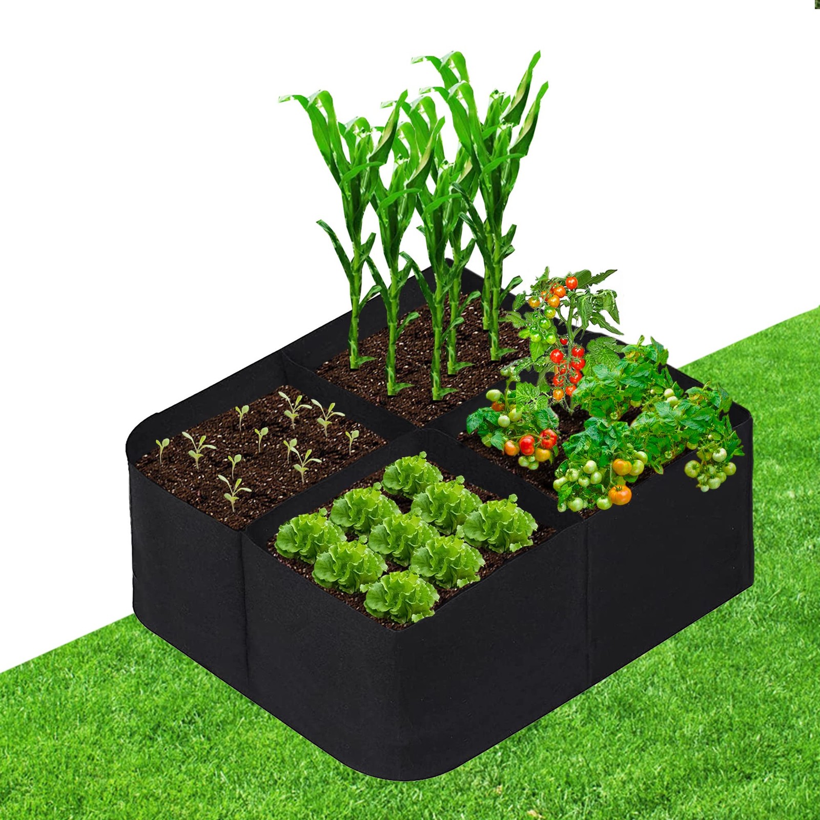 CJGQ Fabric Raised Garden Beds Outdoor, 2X2 Ft 4 1 Pack 4Grids 2x2 ft, Square 