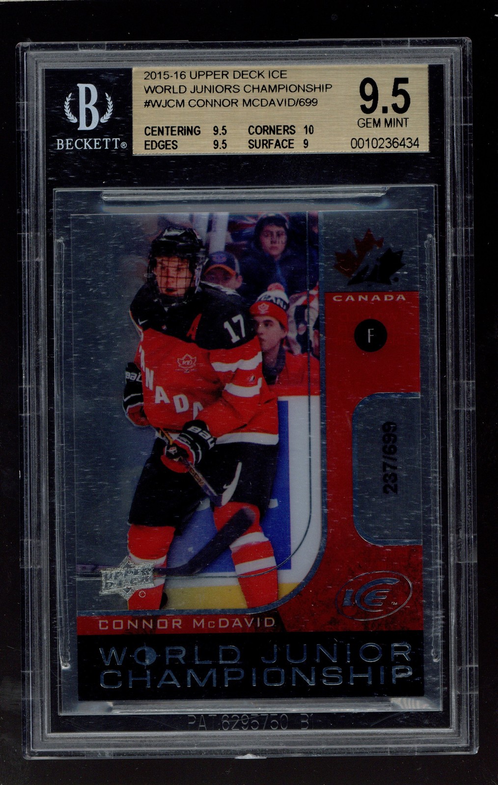 2015-16 Upper Deck Ice #WJ-CM Connor McDavid Junior BGS 9.5 /699 ROOKIE RC